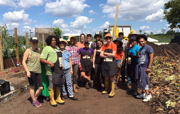 A team of volunteers is ready to make compost magic happen!